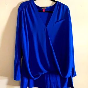 Royal blue wrap blouse